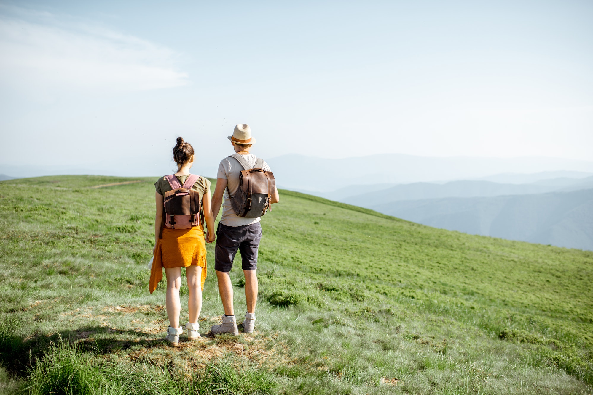 Couple traveling in the mountains