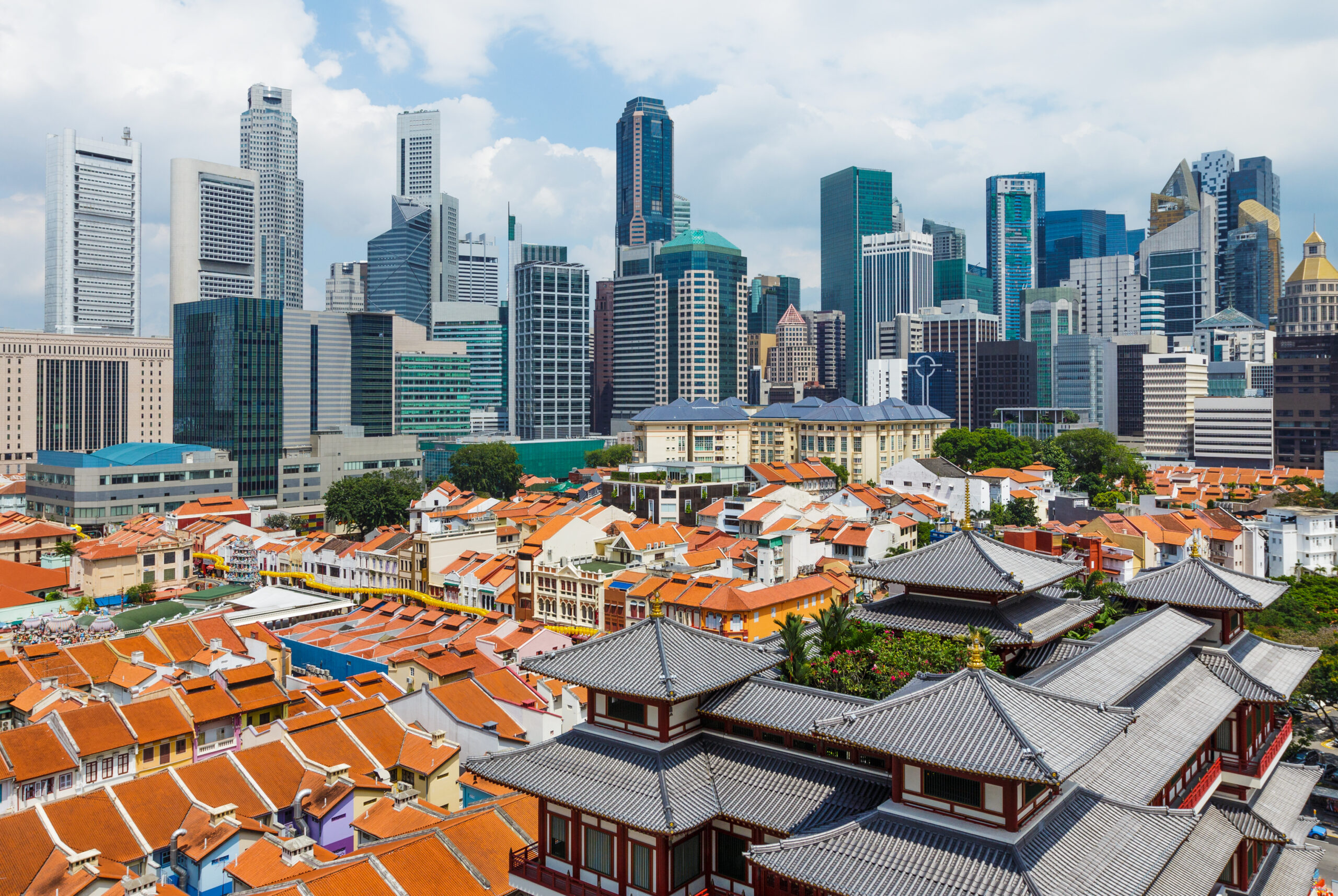 Chinatown and business center of Singapore