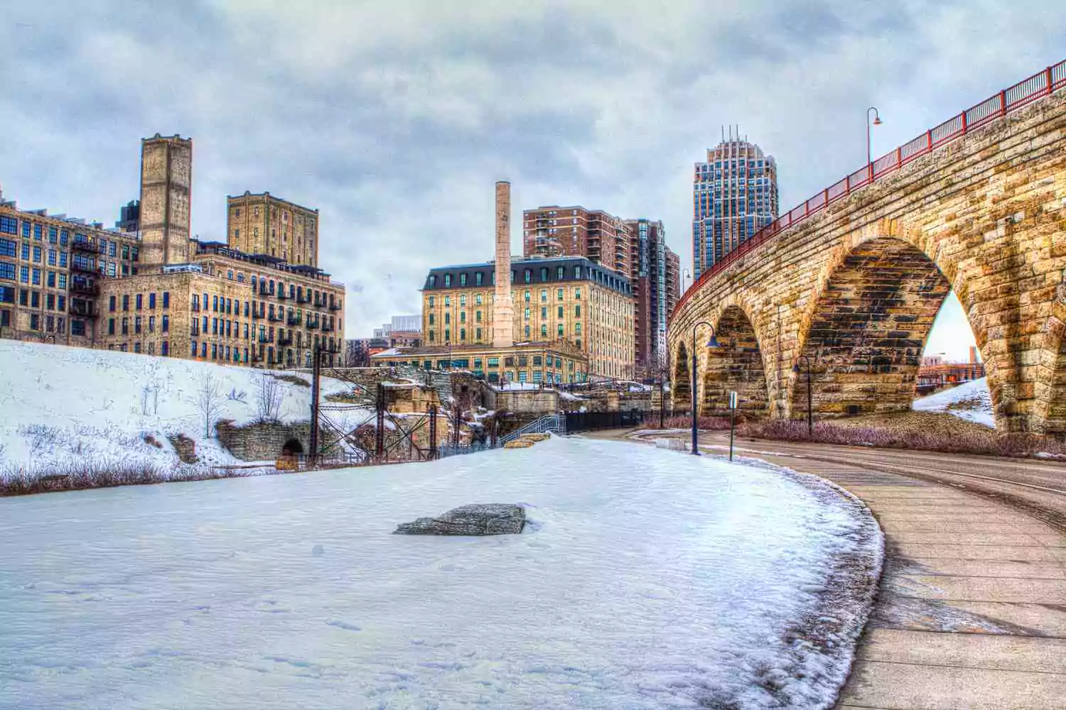 stone bridge connecting to city