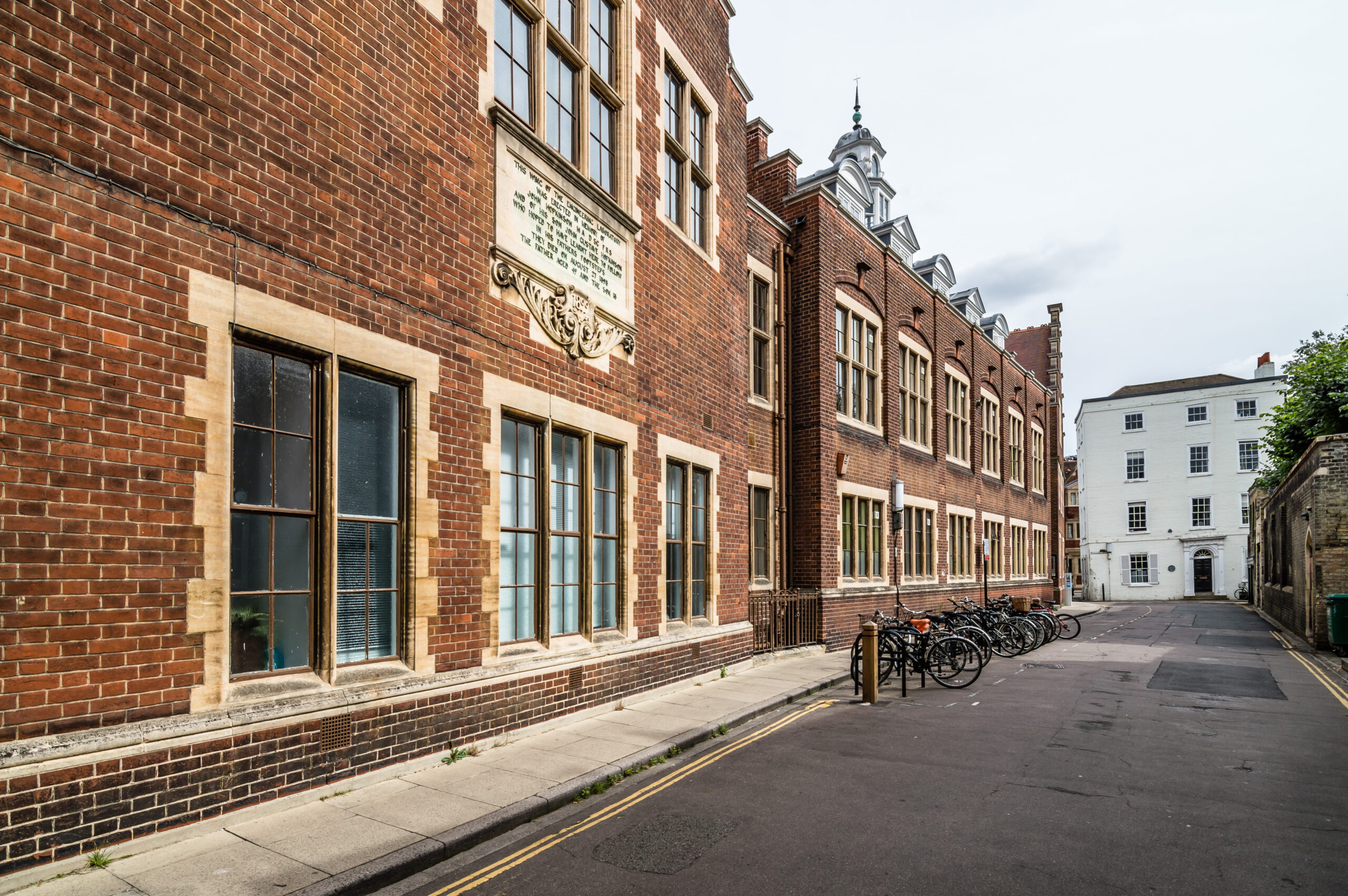 Street with typical architecture buildings in the city of Cambridge, England