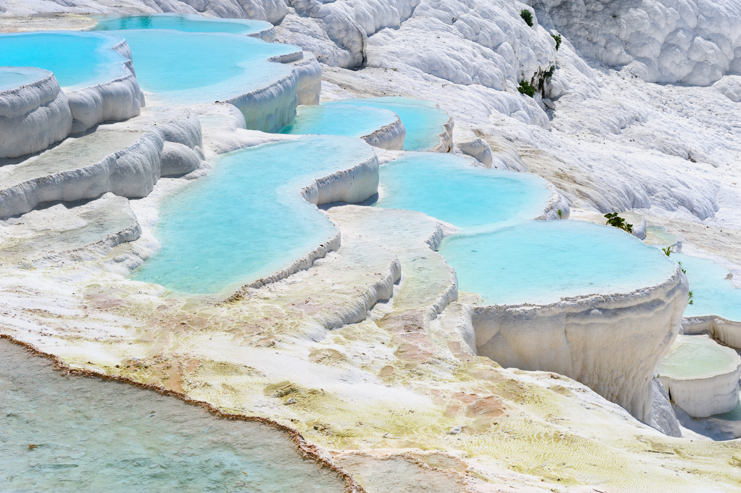 Travertine pools and terraces in Pamukkale, Turkey